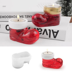 3D Cute Christmas Boots Candle Silicone Mold Christmas Boot Scented Candle Gypsum Making Resin Tool Christmas Day Decor Gift