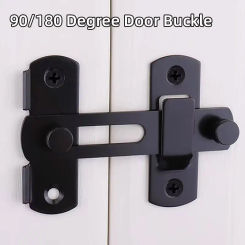 Tbelix Black Door Lock Guard Latch Bolt 90°/180°Toggle Latch Sliding Barn Door Lock Wine Cabinet Closet Right Angle Lock