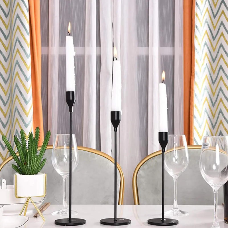 Description Picture 3 of item3 piece set Metal Candle European Style  Holders Simple Wedding Decoration Bar Party Living Room Decor Home Table Candlestick