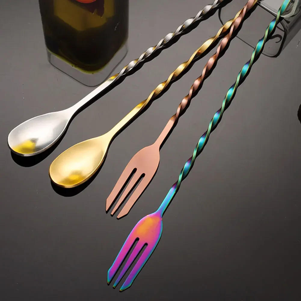 Description Picture 4 of itemCreative Long Spiral Handle Cocktail Spoon Stainless Steel Whisky Wine Mixing Spoon Shaker Muddler Stirrer Bar Accessories