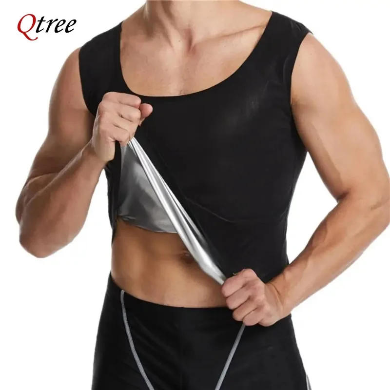 Description Picture 6 of itemQtree Sauna Sweat Body Shaper for Men Waist Trainer Vest Polymer Heat Trapping Weight Loss Zipper Workout Thermal Slimming Tops