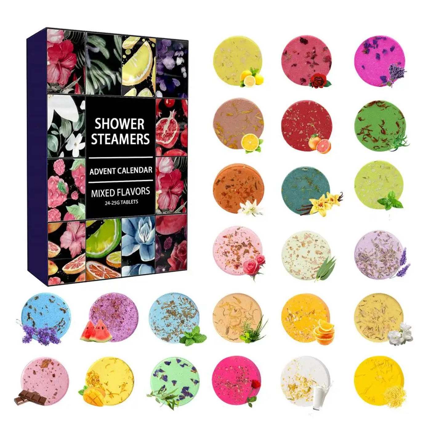 Description Picture 2 of item24pcs Shower Steamers Advent Calendar kit Aromatherapy Shower Bombs Self Care and Relaxation Stress Relief Bath Bombs
