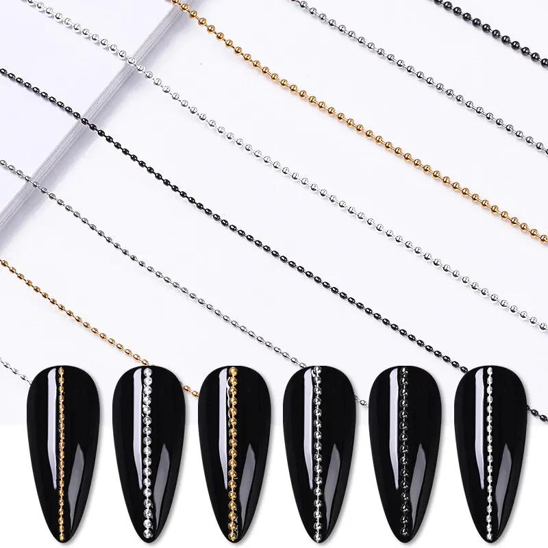 Description Picture 4 of itemNail Rhinestones Chain Silver AB Colors Stone Metal Steel Ball Chain Charms Jewelry Nail Bead 3D Nail Art Decorations Accessory