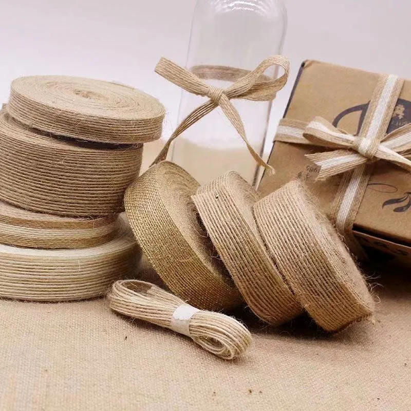 Description Picture 6 of item5M 6mm-50mm Natural Jute Ribbon Bow Crafts DIY Vintage Jute Burlap Fabric Gift Wrap Sewing Party Wedding  Christmas Decortion