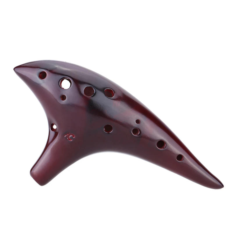 Description Picture 5 of item12 Holes Ceramic Ocarina Flute Alto C Smoked Burn Submarine Style Musical Instrument with Music Score for Beginner