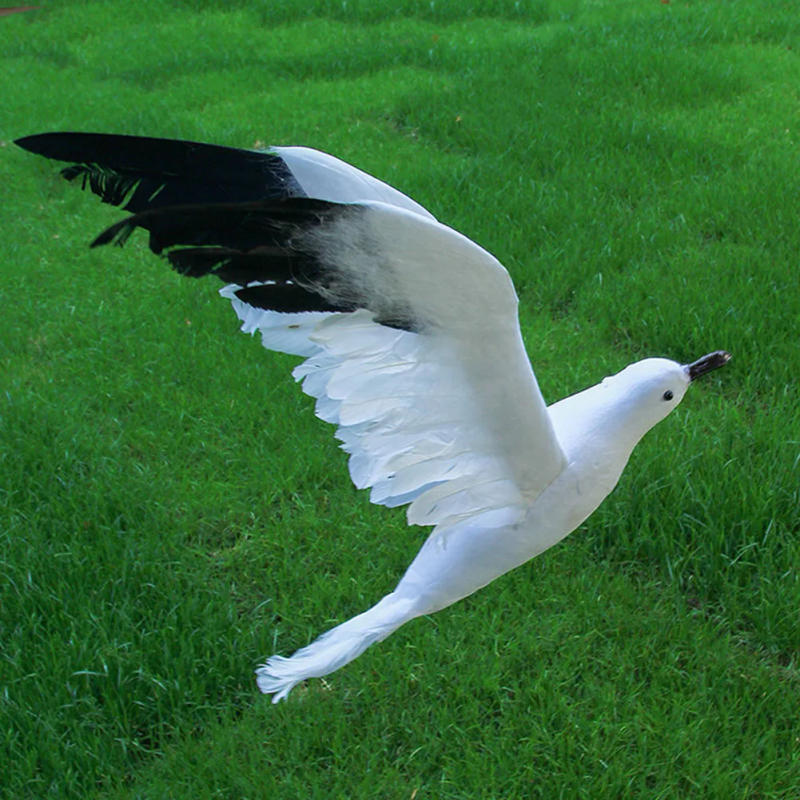 Description Picture 6 of itemArtificial Feather Seagull Bird Artificial Flying Bird Figurine Home Yard Hallway Garden Hanging Ornament Fake Seagull Sculpture