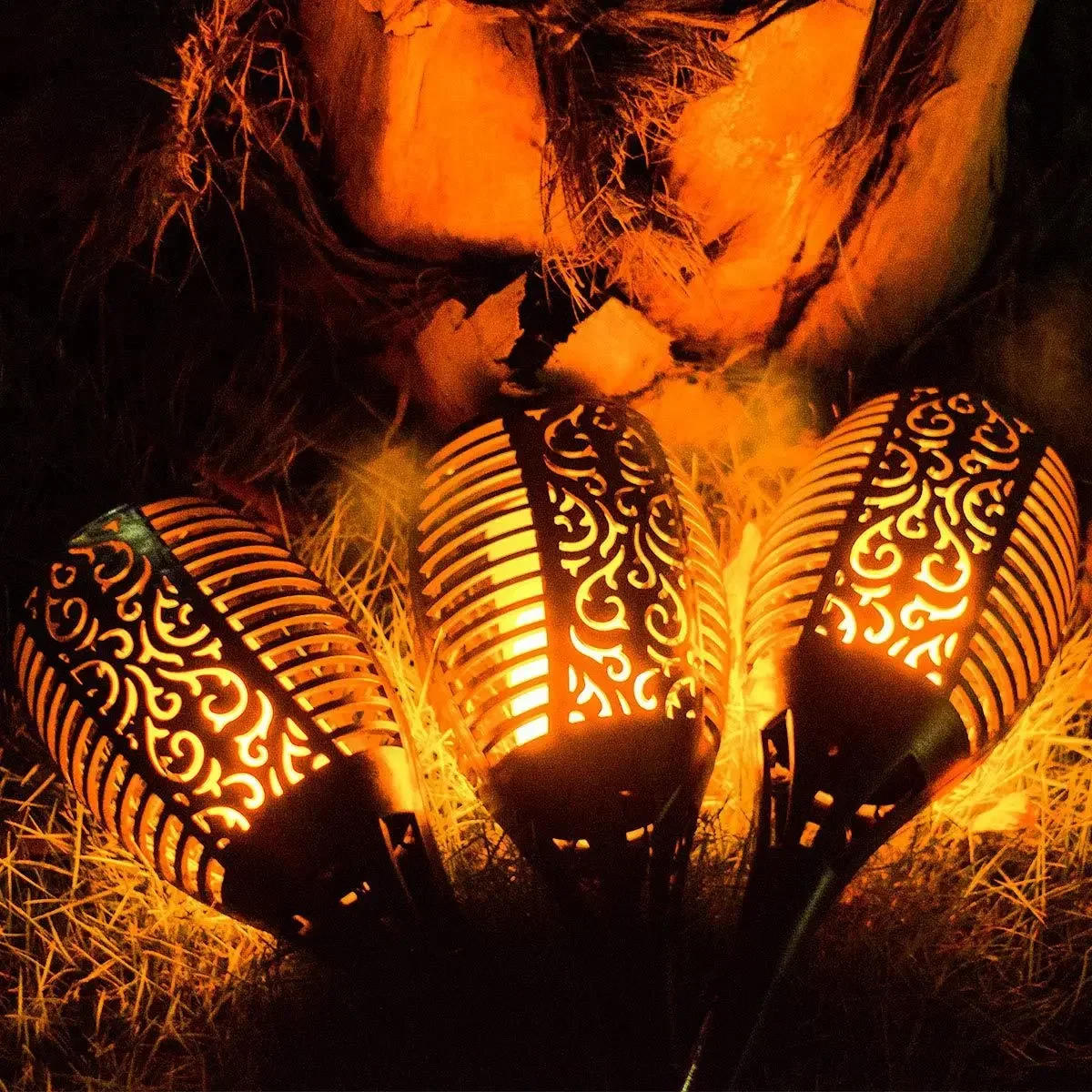 Description Picture 6 of item1/2/4/6/8/10/12Pcs Solar Flame Torch Light Flickering Light Waterproof Garden Decoration Outdoor Lawn Path Yard Patio Floor Lamp