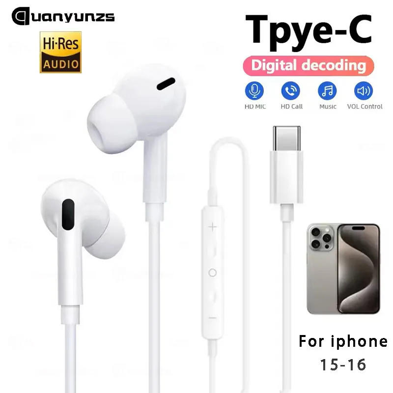 Description Picture 4 of itemOriginal Headphones For Apple iPhone 16 15 Pro Max 14 13 12 11 USB-C Lightning 3.5mm Wired Earphones X XR 7 8 Phone Accessories