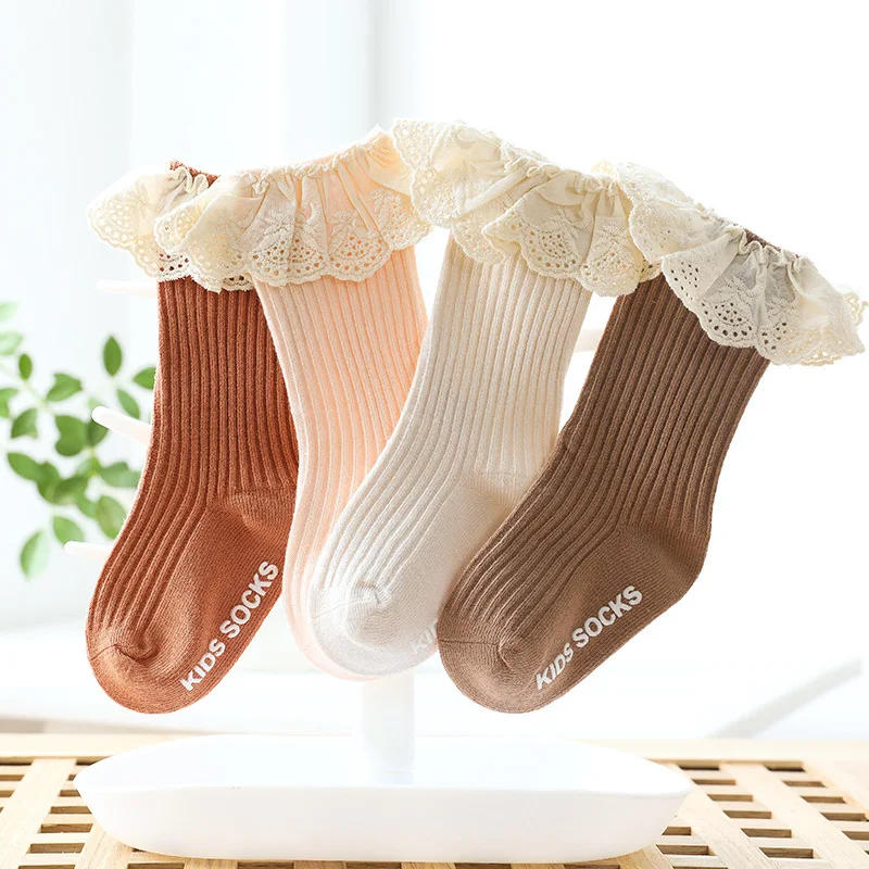 Description Picture 2 of itemSpring Autumn Children Baby Girls Boys Cotton Knee High Socks Princess Home Mid Calf Socks Kids Toddler Floor Non-slip Stockings