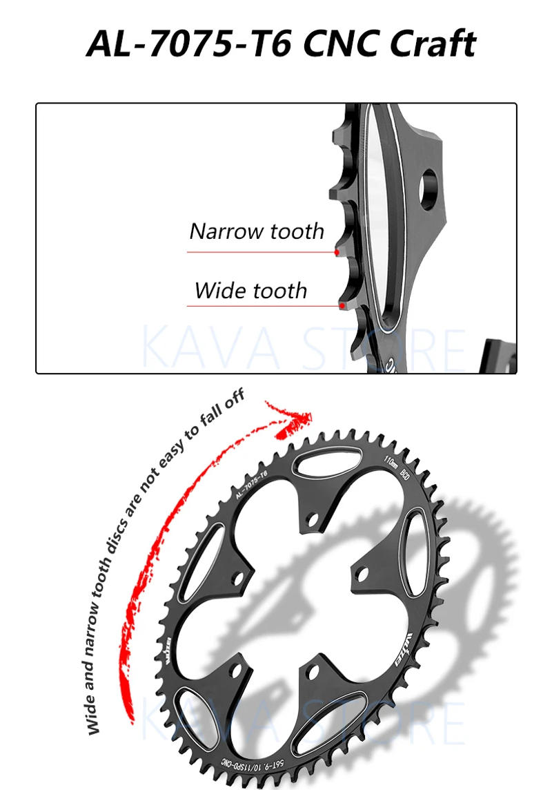 Description Picture 4 of itemRoad Bicycle Chainring 110/130 BCD 50/52/54/56/58/60T Narrow Wide Single Chain Ring bike crank Accessories Tooth plate Parts