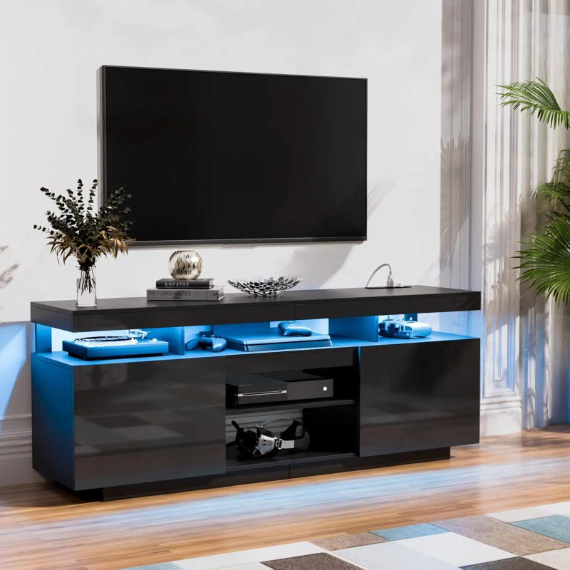 Description Picture 2 of itemLED TV Stand for 70/65/60/55 inch TV Modern Entertainment Center with Power Outlets, Gaming TV Consoles with Storage Media Table