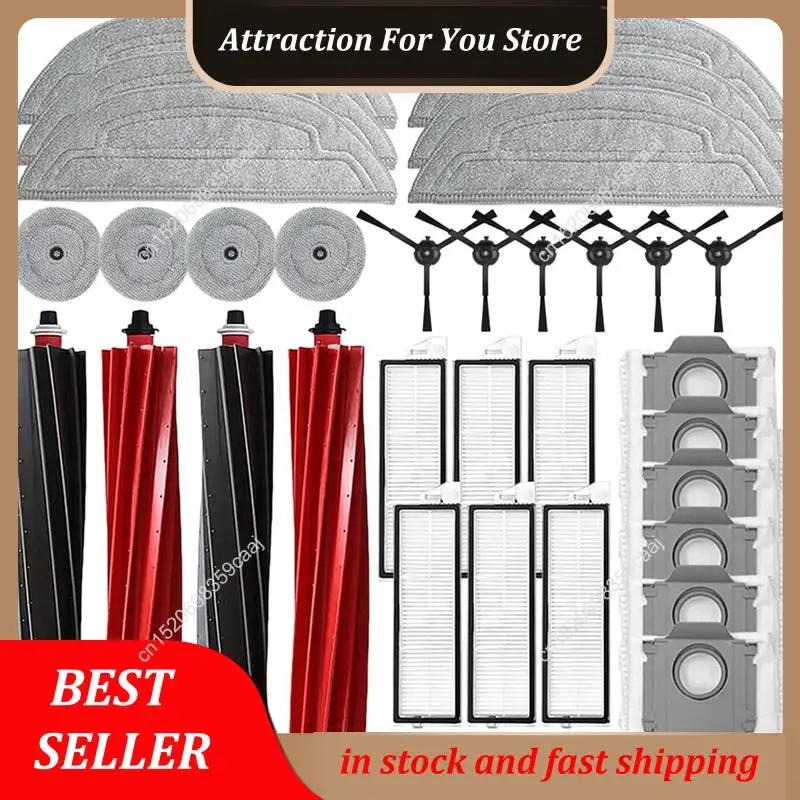 Description Picture 6 of itemHot Selling 34 PCS For Roborock S8 Maxv Ultra Robot Vacuum Parts Roller Side Brushes Filters Mop Cloths Dust Bags Accessori