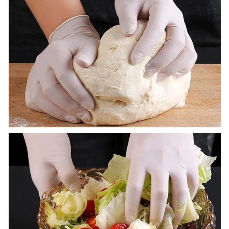 Description Picture 6 of item100/50/20PCS White Nitrile Gloves Disposable Waterproof Nitrile Gloves Hair Care Tattoos Household Dishwashing Cleaning Tools