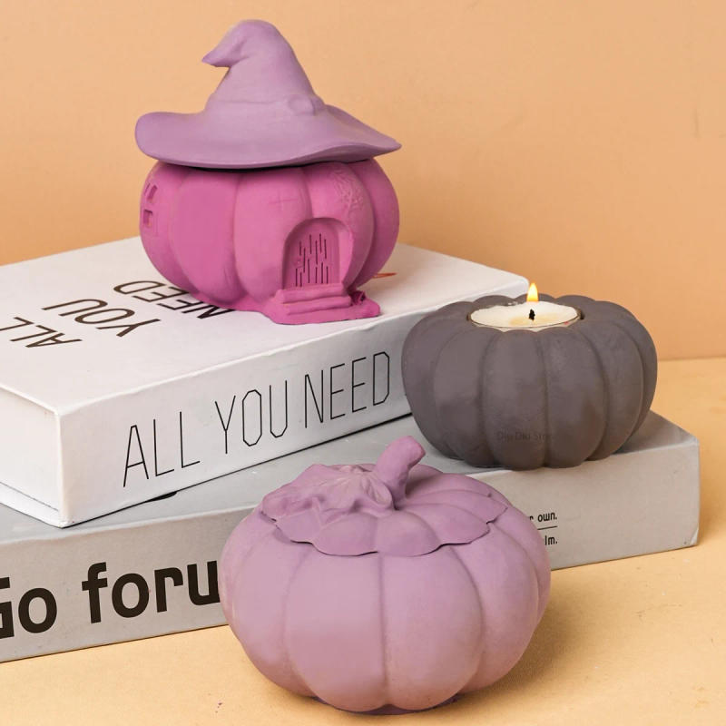 Description Picture 4 of itemWitch Pumpkin Storage Box Silicone Mold DIY Halloween With Lid Vase Craft Molds Plaster Resin Candle Jar Making Home Decor