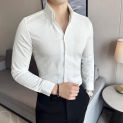 2024 Spring Long Sleeve V-neck Men's Shirts Luxury Print Casual Business Dress Shirt Social Streetwear Tuxedo Men Clothing