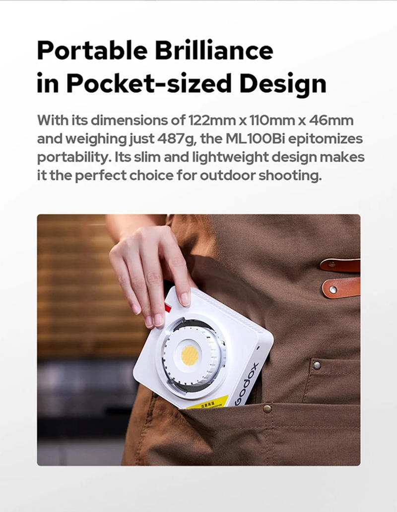 Description Picture 5 of itemGodox ML100Bi LED Lights Photography Accessories ML-CS30 ML-SF3030 Softbox ML-L36 Lens Reflector ML-GB Bowens Mount Adapter