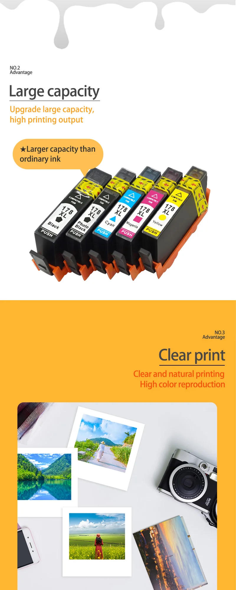 Description Picture 5 of itemCompatible Ink Cartridge For HP 178 178XL For HP B109 B110 B210 C309 C310 C410 D5463 D5460 D5468 printers For HP178 XL 178XL