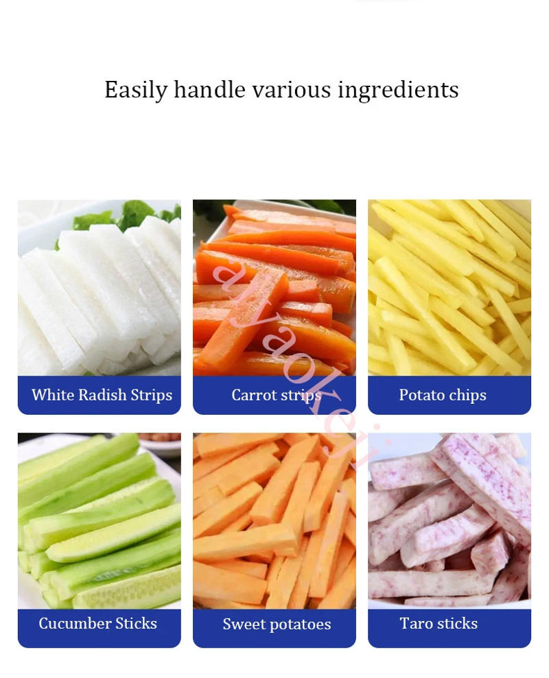 Description Picture 3 of itemStainless Steel Potato Cutter French Fries Silcer Electric Vegetable Fruit Shredding Machine Cucumber Radish Cutter