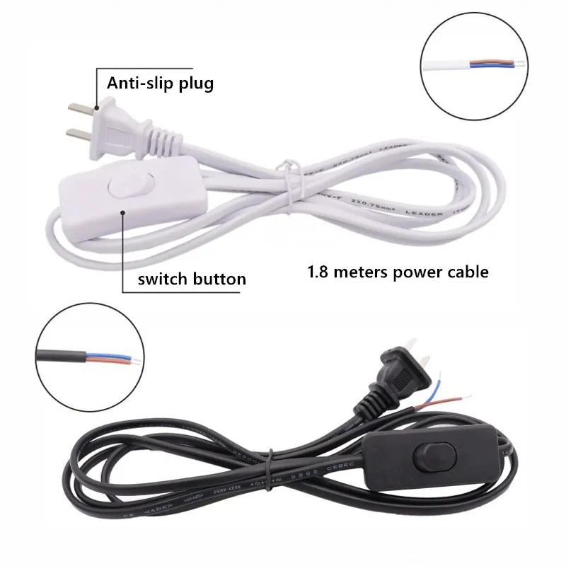 Description Picture 3 of itemUS EU Plug 303 220V Power Cable Cord With Switch US EU Electric Extension Cable Wire AC 220V Power Cord Desktop Strip Cable 1.8m