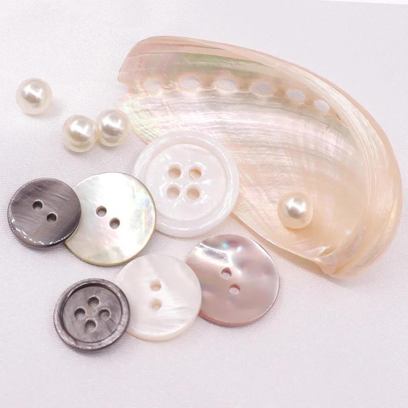 Description Picture 2 of item10Pcs Natural Pearl Shell Buttons for Clothing Sewing Accessories Scrapbooking DIY Crafts Garment Decoration Round Shell Button