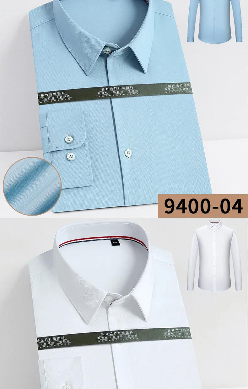 Description Picture 5 of itemFashionable Multicolor Men's Shirts Long Sleeve Bamboo Fiber Breathable Comfortable Stretch Casual Business Formal Shirt For Men