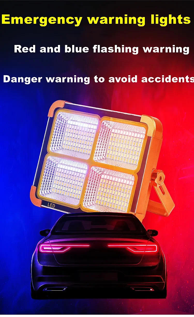 Description Picture 6 of item1000W Portable Solar Charging Floodlight LED Portable Camping Light Integrated Charging Outdoor waterproof Emergency Lighting