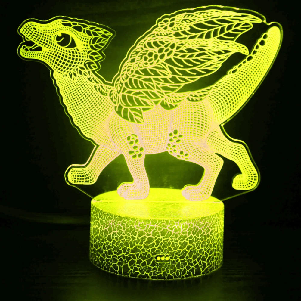 Description Picture 3 of itemNighdn 3D Dragon Night Light Kids LED Dino Lamp Lovely USB Acrylic Table Nightlight for Children Gift Lamp Bedroom Decoration