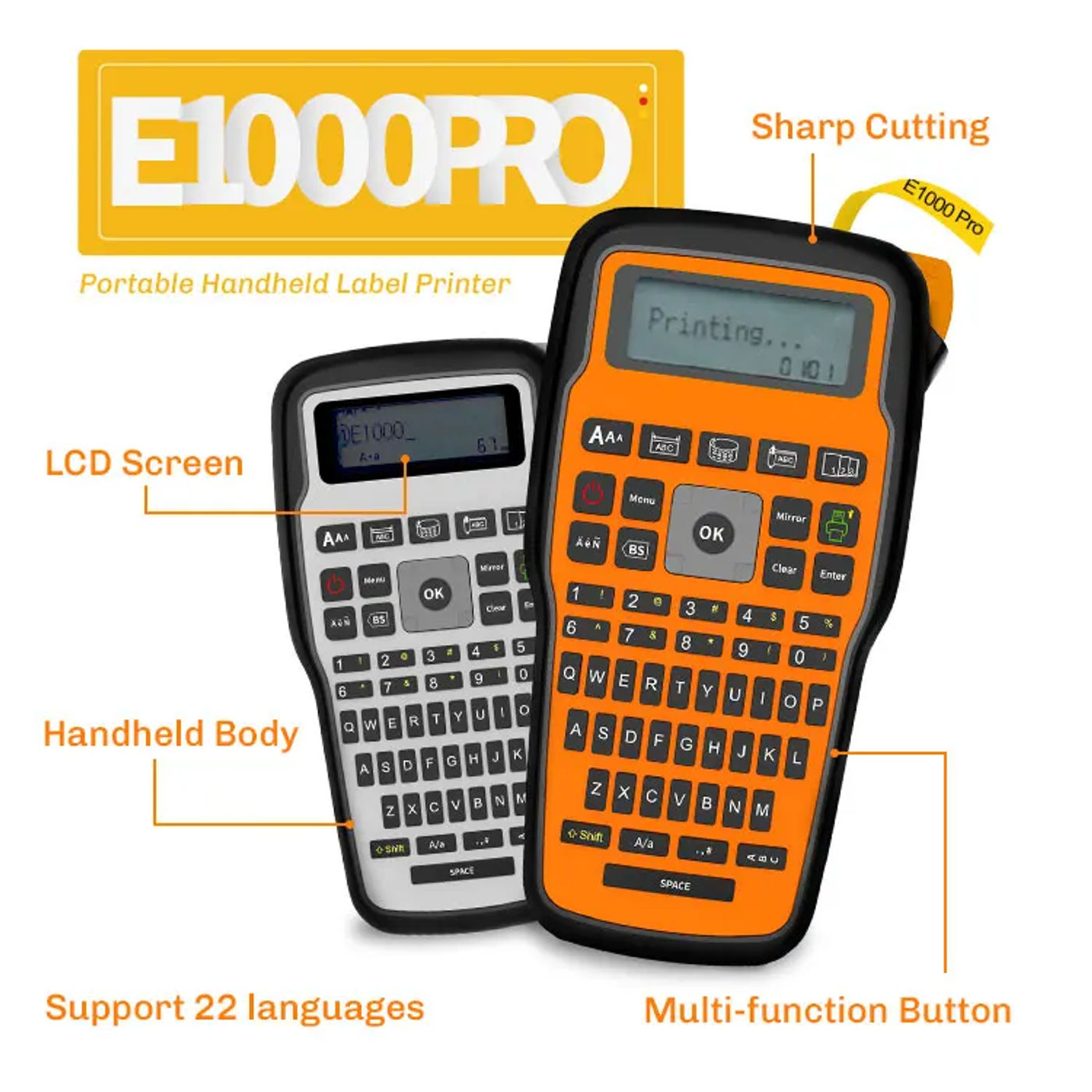 Description Picture 2 of itemPortable Label Printer E1000PRO w/ Tube AHS231 631 Compatible for Brother Ptouch Handheld Label Maker Machine Industrial Labeler