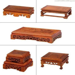 Natural Solid Wood Pedestal Crafts Vase Flower Pot Bonsai Plant Decorative Shelves Buddha Altar Wooden Display Stand Teapot Base