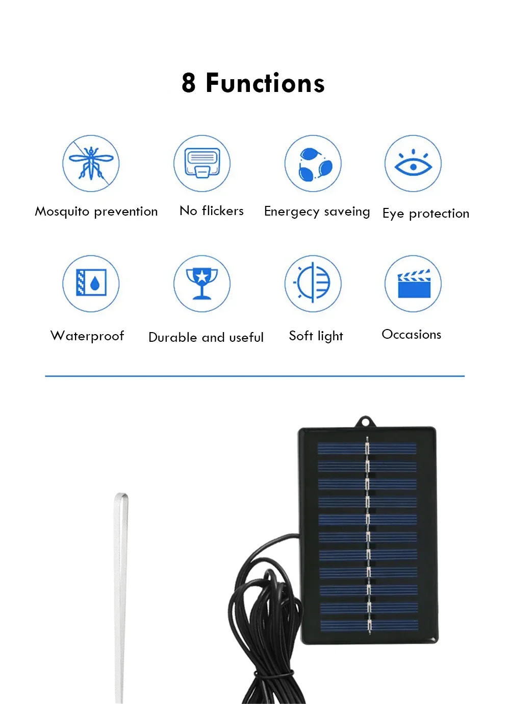 Description Picture 3 of itemSolar Powered Lamp Portable Led Bulb Lights Rechargeable Camp Tent Night Fishing Emergency Solar Energy Panel Sunlight