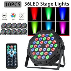 36 LED Stage Flat Lights Par Lighting Effects RGBW 3 IN1 DMX 512 DJ Disco Party Holiday Christmas Bar Club Wedding Show Lights