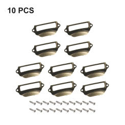 10pcs Retro Drawer Handle Jewelry Box Cabinet Frame File Card Holder Label Tag Pulls Handle Furniture Hardware Accessory