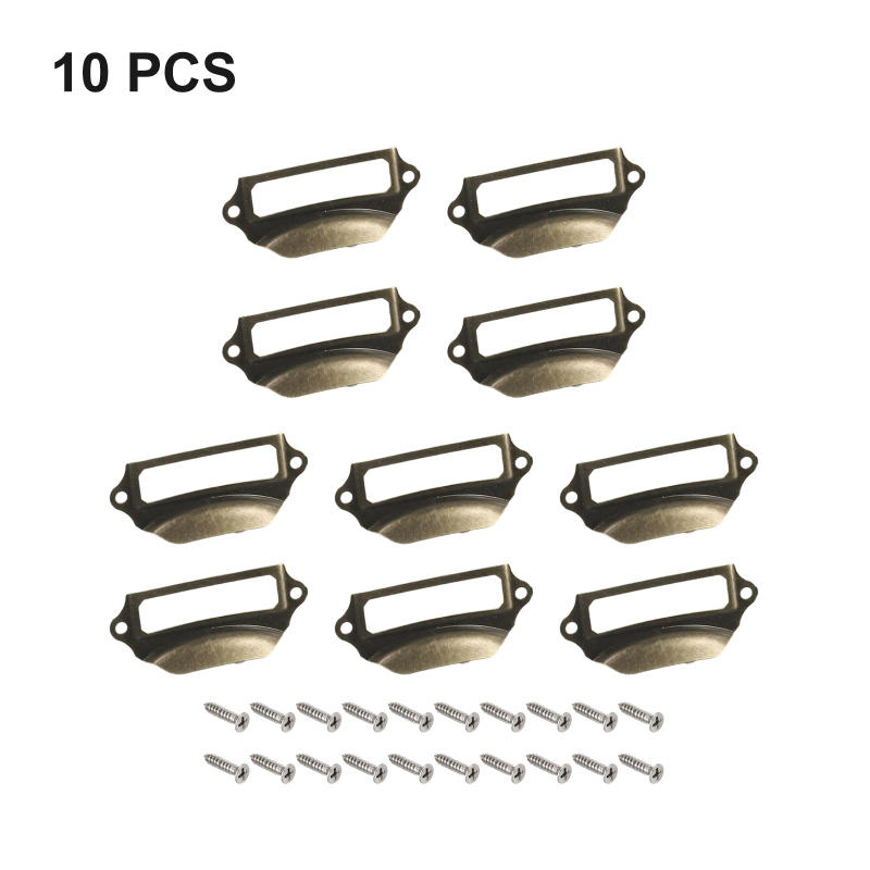 Description Picture 3 of item10pcs Retro Drawer Handle Jewelry Box Cabinet Frame File Card Holder Label Tag Pulls Handle Furniture Hardware Accessory
