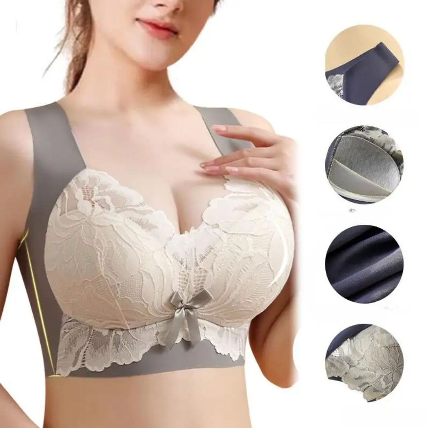 Description Picture 4 of itemPlus Size Underwear Seamless Bras Large Lace Wireless Women Vest Backless Tops Push Up Unwired Bra Without Bones Plus Underwear
