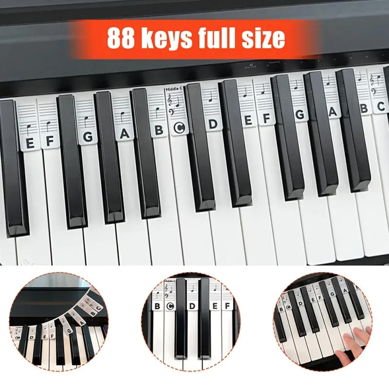 Description Picture 2 of itemPiano Keyboard Stickers for 88-Key Full Size Silicone Piano Notes Guide For Beginner Reusable