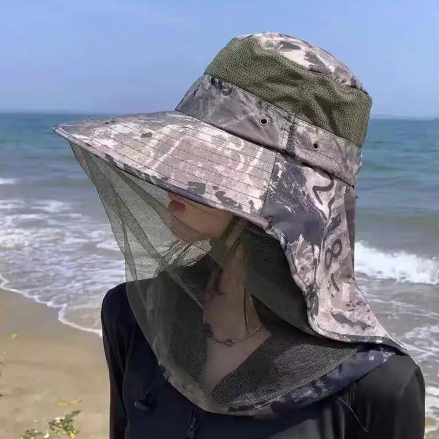Description Picture 4 of itemBug Proof Sun Hat With Face Net UV Protection Fishing & Beekeeping Gear Full Coverage Breathable Mesh Summer Outdoor Hat