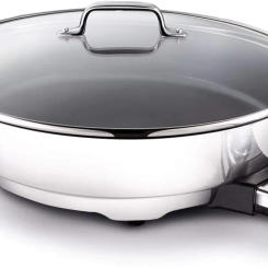 Electrics Stainless Steel and Nonstick Surface Skillet 7 Quart 1800 Watts Temp Control, Cookware, Pots and Pans, Oven, Broil, Di
