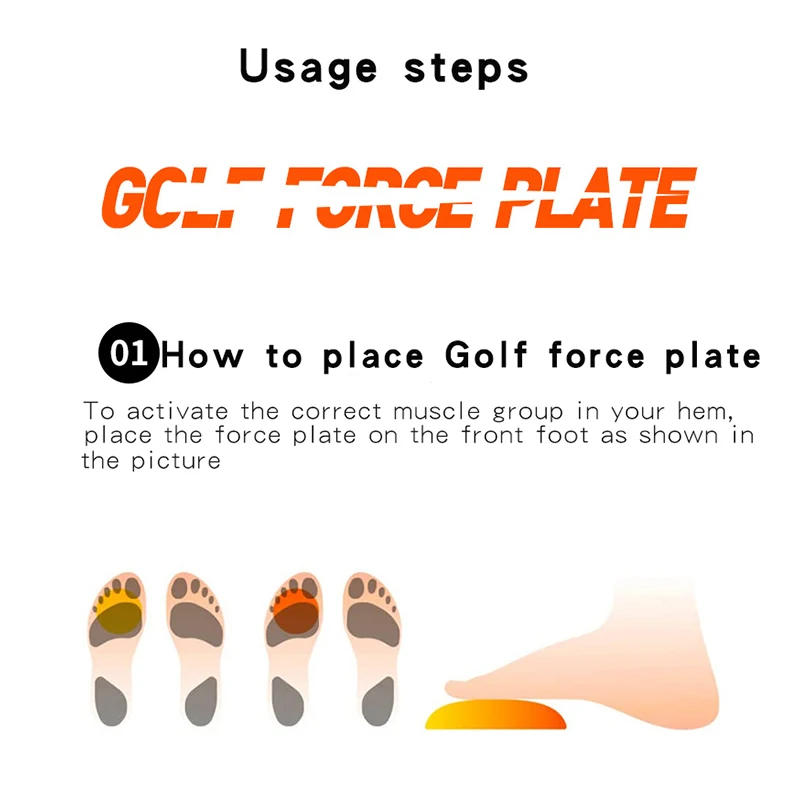 Description Picture 6 of item2 Pcs Golf Force Plate Step Pad Golf Training Aids Assisted Swing Balance Practice Anti-slip Rubber Golf Trainer Golf Supplies