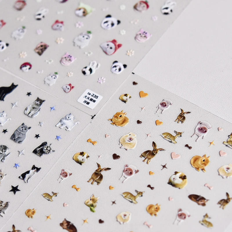 Description Picture 3 of itemLovely Dog Cat Animal Bunny 3D Soft Embossed Relief Self Adhesive Nail Art Stickers Cute Pretty Puppy Kitty Star Manicure Decals