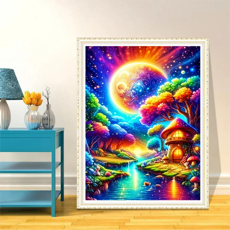 Description Picture 4 of itemEverShine Diamond Painting Tree House Novelty 2024 5D Mosaic Scenery Lake Cross Stitch Embroidery Fantasy Modern Home Decoration