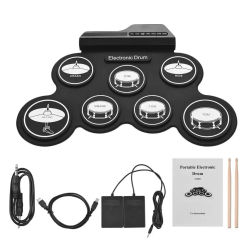 2022New Folding Silicone Hand Roll USB Electronic Drum Portable Practice Drums Pad Kit With Drumsticks Sustain Pedal