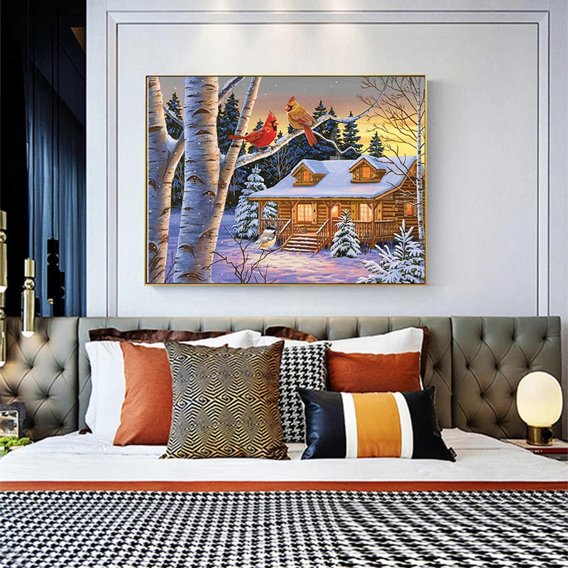 Description Picture 5 of itemDIY Diamond Painting Snow Diamond Mosaic Landscape Sunset Embroidery Rhinestone Full Round Diamond Cross Stitch Home Gift
