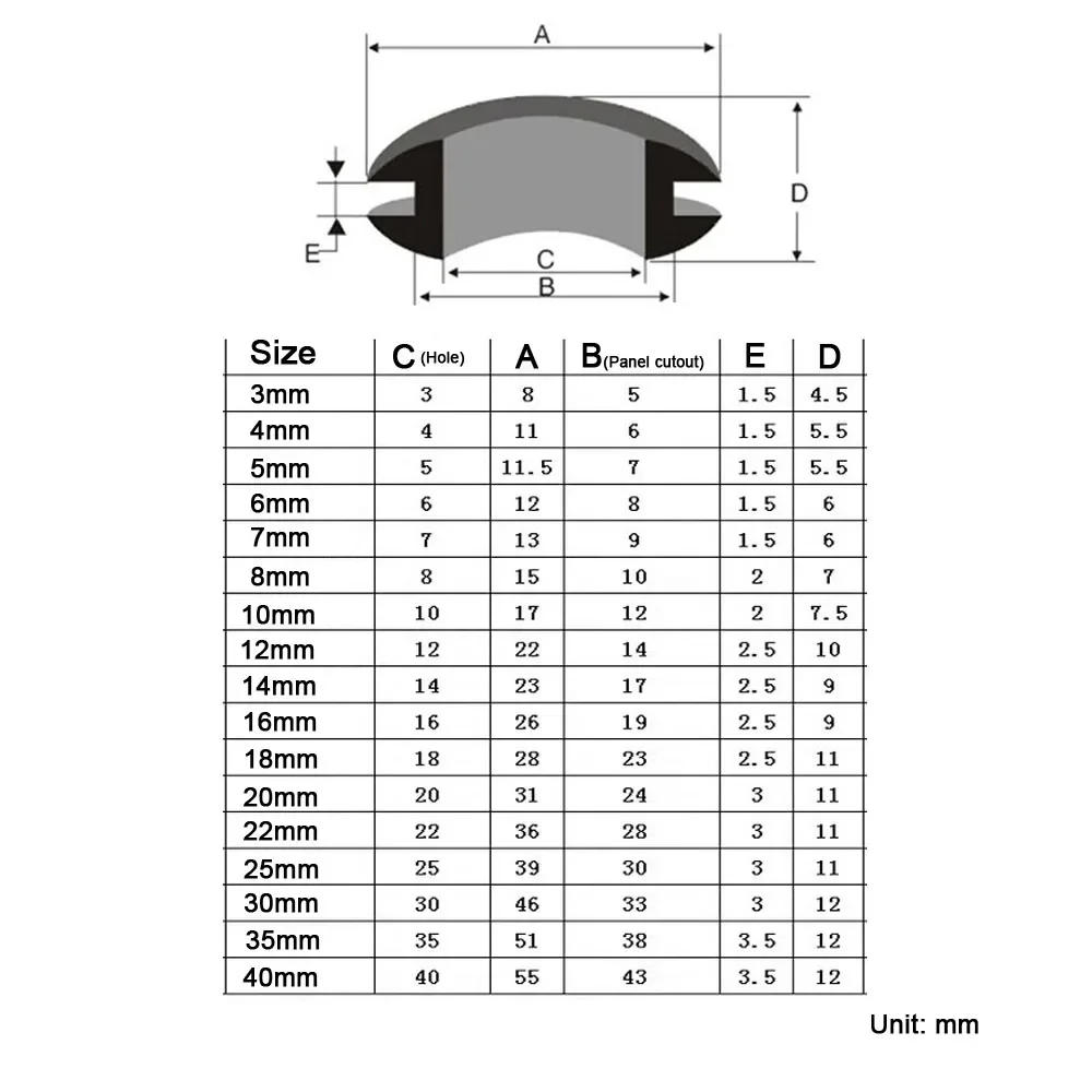 Description Picture 2 of item10PCS Black Rubber Blanking Cable Wiring Open Grommets 3mm 4mm 5mm 6mm 7mm 8mm to 70mm