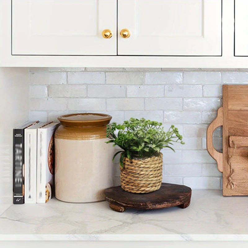 Description Picture 3 of itemXIYA FLOWER Green Artificial Plants Eucalyptus Flowers Woven Small Potted Plants Fern Grass Tuft 17cm PE Material Home Decor