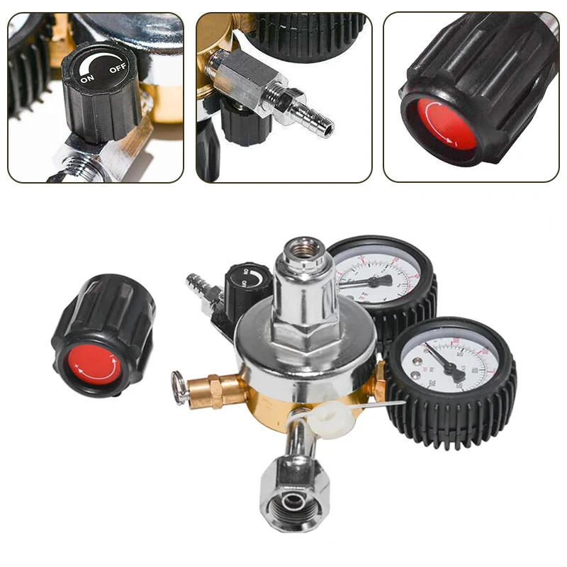 Description Picture 3 of itemCO2 Gas Bottle Regulator Carbon Dioxide CO2 Regulators Pressure Reducer For Beverage Beer W21.8 Double Gauge Regulator