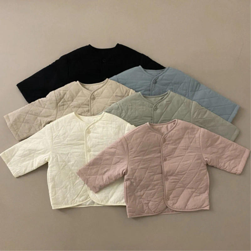 Description Picture 3 of item2025 Autumn New Baby Long Sleeve Coat Cotton Boys Girls Thin Padded Jacket Infant Toddler Solid Casual Cardigan Baby Clothes