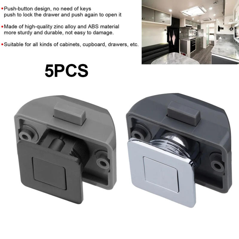 Description Picture 2 of item5pcs Button Catch Lock Cupboard Door Motorhome Camper Caravan Latch Knob Drawer Furniture Button Type Catch Lock