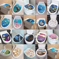 Universe Starry Sky Flowers Sea Shell Seaside Scenery Flower Toilet Stickers Mural Art Bathroom Room Removable 3D Wall Decal