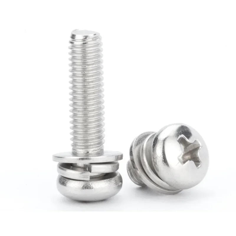 Description Picture 5 of item316 Stainless Steel Combination Screws Phillips Round Head Three Combination Screws M3 M4 M5 M6