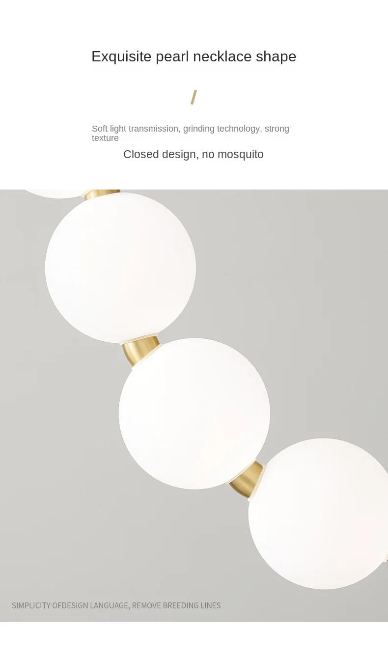 Description Picture 3 of itemModern Acrylic Ball Pendant Lamp French Necklace Molecular Bubble Ring Light Modern Restaurant Copper Planet Hanging Lamp